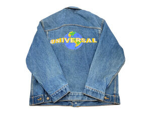 Universal Studios Men's Size L Embroidered Button Up Denim Jacket Vintage